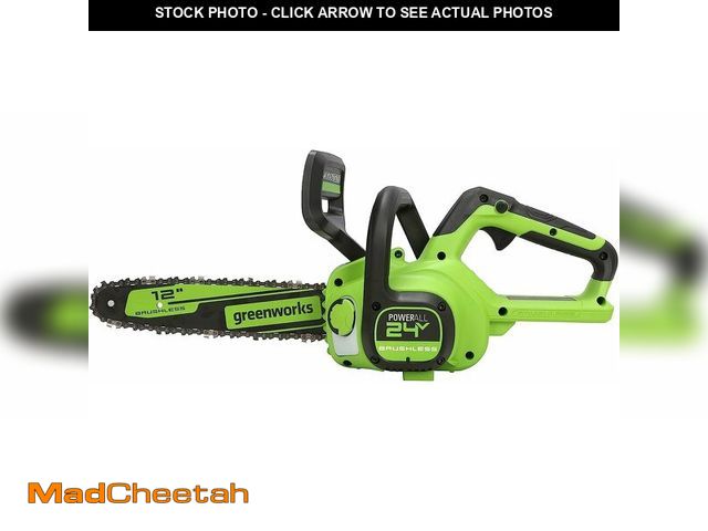 Lot 74-14581870 - Greenworks 24V 12" Brushless Cordless Compact Chainsaw (Great For Storm Clean-Up, Pruning, and Firew...