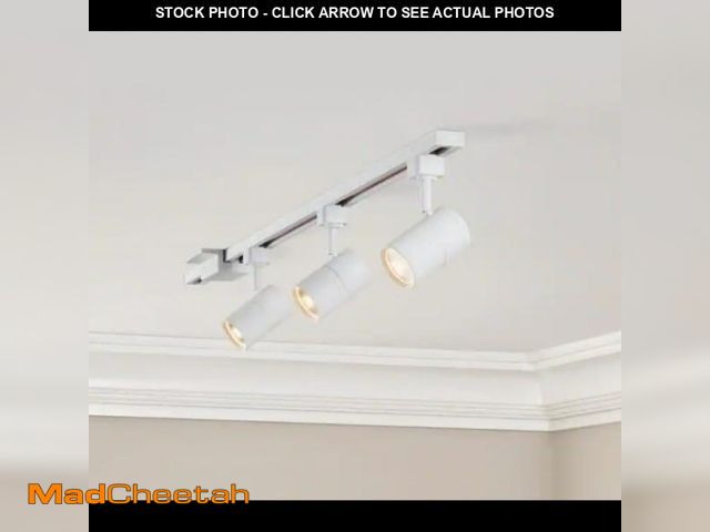 Lot 74-12530971 - Hampton Bay 4 Ft. White Integrated LED Linear Track Lighting Kit With Mini-Cylinder Step Heads 3-Lig...