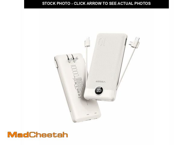 Lot 74-12883035 - VEGER Portable Charger with Built-in AC Plug and Cables, All in One 10000mAh Ultra-Slim Power Bank, ...
