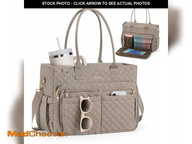 Lot 74-13575198 - Teacher Tote Bags for Women, 15.6 inch Laptop Work Tote Nurse Bible Bag With Large Cup Holder &amp; ...