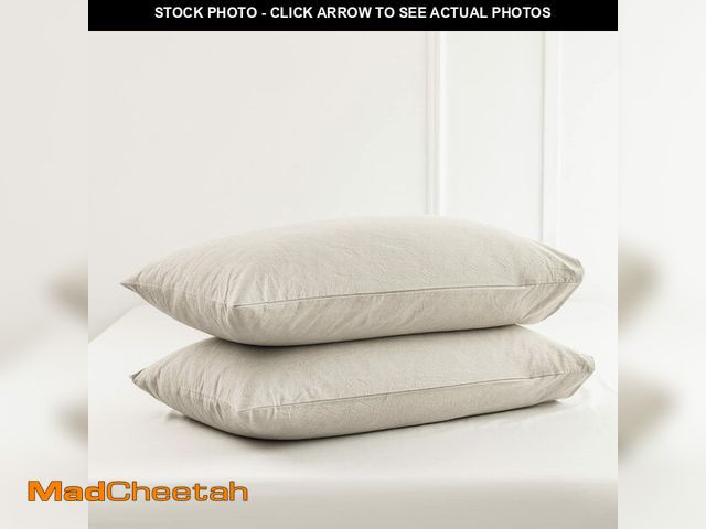 Lot 74-13952524 - MooMee Bedding Pillowcases Pack of 2 100% Washed Cotton Linen Like Textured Breathable Durable Soft ...