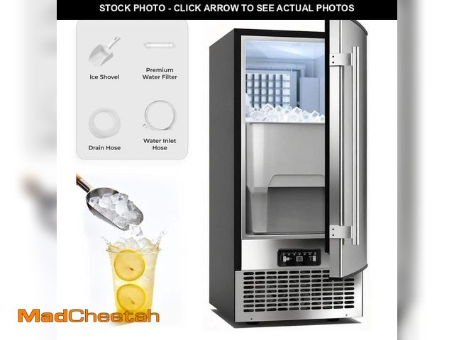 Lot 74-14596023 - Nuxifm 14.96 in. 80 lbs./Day Stainless Steel Freestanding/Built-In Commercial Ice Maker,24 lbs. Bin,...