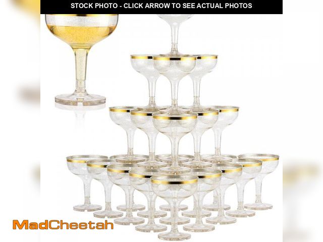 Lot 74-12315819 - Zopeal 50 Pcs Plastic Champagne Glasses 5 oz Plastic Coupe Disposable Cocktail Cup for Wedding Party...