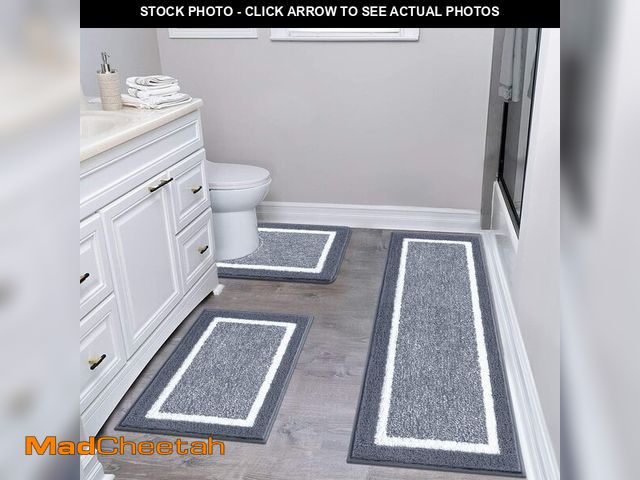 Lot 74-12704601 - Pauwer Bathroom Rug Mat Set 3 Piece, Microfiber Shaggy Bath Set, Non-Slip Ultra Soft Carpet Mats, Ab...