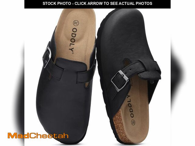 Lot 74-14211975 - ODOLY Unisex Vegan Leather Clogs Womens Mens Cork Footbed Mules Slip on Potato Shoes with Arch Suppo...