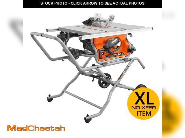 Lot 74-13678495 - RIDGID 15 Amp 10 in. Portable Corded Pro Jobsite Table Saw with Stand - USED