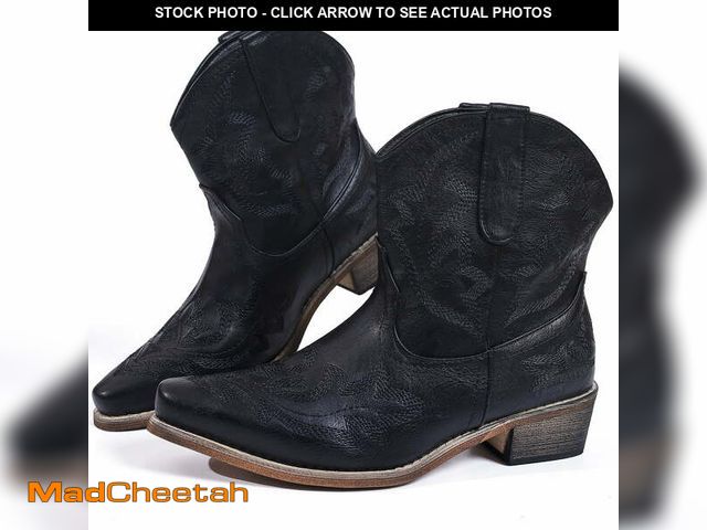 Lot 74-12765855 - Ecetana Cowboy Boots for Women Ankle Cowgirl Booties Pointed Toe Embroidery Western Short Boots(SIZE...