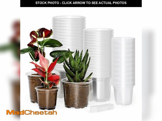 Lot 74-12973044 - Hemikaki 60 Pack 4/5/6 Inch Clear Nursery Pots with Drainage Holes, Transparent Plastic Plant Pots, ...