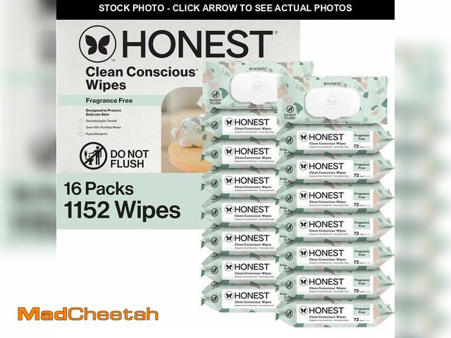 Lot 74-14305240 - The Honest Company Clean Conscious Multi-Use Baby Wipes for Sensitive Skin, Fragrance Free, Geo Mood...