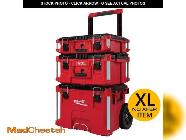 Lot 74-12998293 - Milwaukee PACKOUT 22 in. Rolling Tool Box, 22 in. Large Tool Box and 22 in. Medium Tool Box ProSyste...