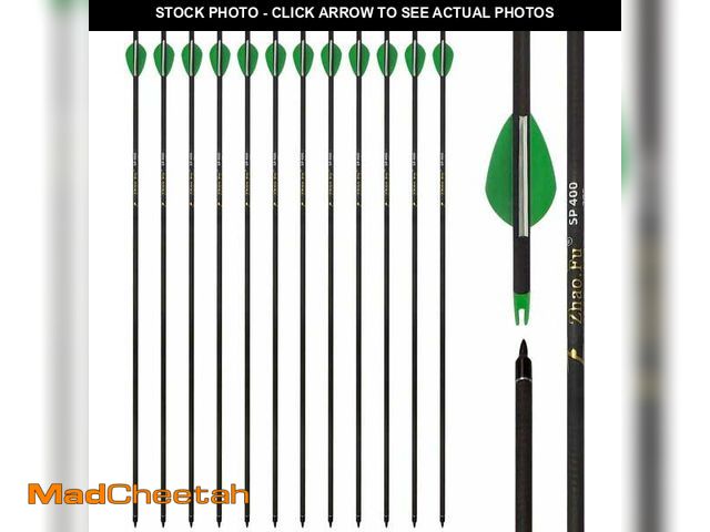 Lot 74-14324624 - Carbon Arrow 29 inch 12-Pack Hunting Arrows Spine 400 for 30-65lb Bows Archery Compound &amp; Recurv...