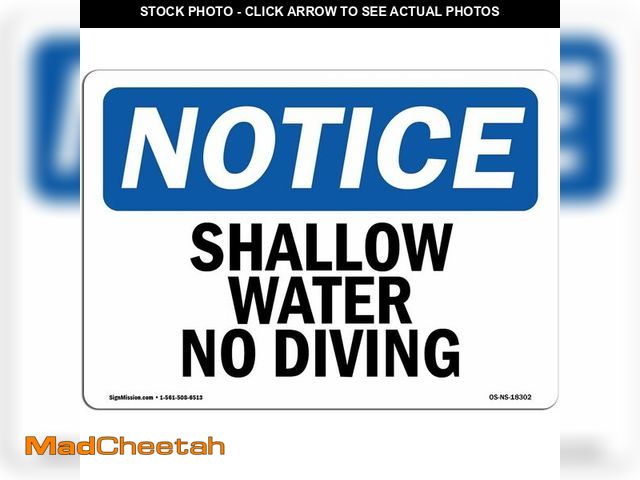 Lot 74-12366234 - OSHA Notice Signs - Shallow Water No Diving | Vinyl Label Decal | Protect Your Business, Constructio...