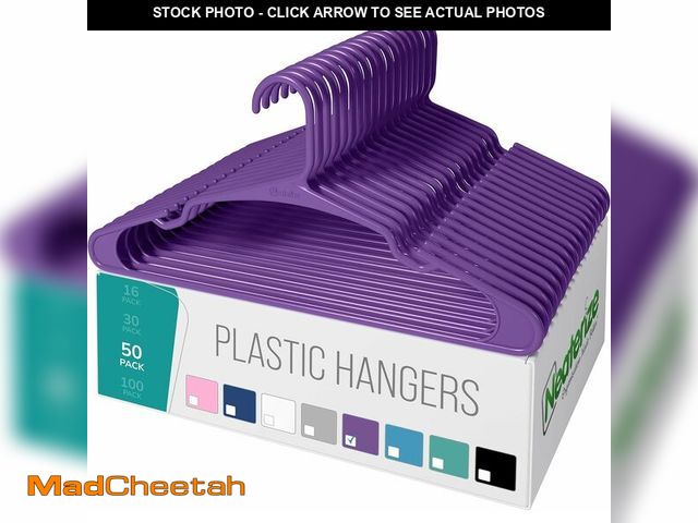 Lot 74-10948962 - NEATERIZE Clothes Hangers Plastic 50 Pack For Adults - Plastic Hangers, The Perfect Coat Hanger and ...