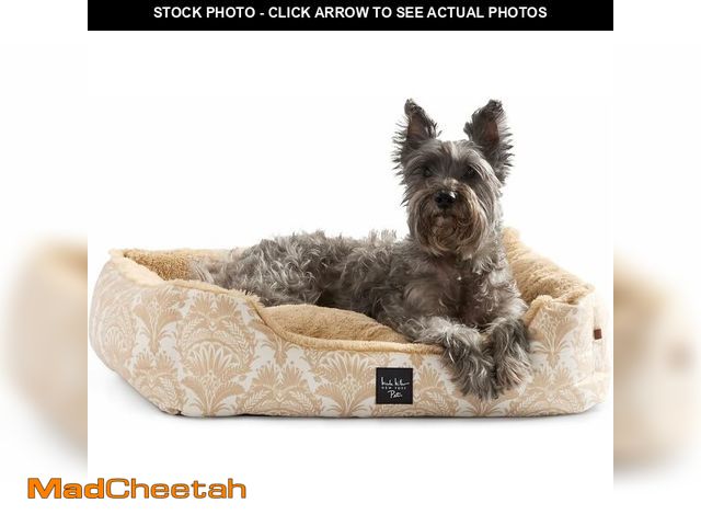 Lot 74-14068290 - Nicole Miller NEW YORK PET Mod Damask Plushy Bolster Pet Bed, Cozy &amp; Calming, Non-Slip Bottom, M...