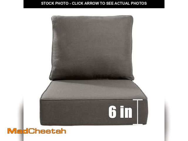 Lot 74-12672614 - Pocassy 22 in. W x 24 in. D x 6 in. Thick Square 2-Piece Deep Seating Outdoor Lounge Chair Gray Cush...