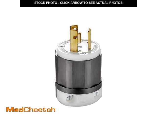 Lot 74-12772721 - Leviton 30 Amp 250-Volt Locking Plug, Black and White 2621-CS - UNUSED