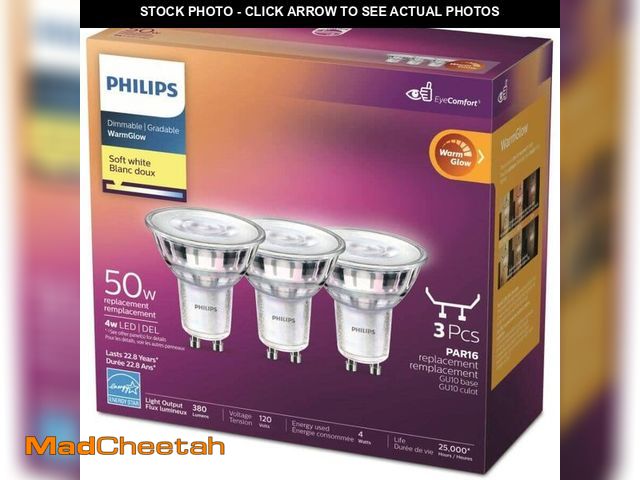 Lot 74-12715960 - Philips LED 50W GU10 WarmGlow 3Pk - USED