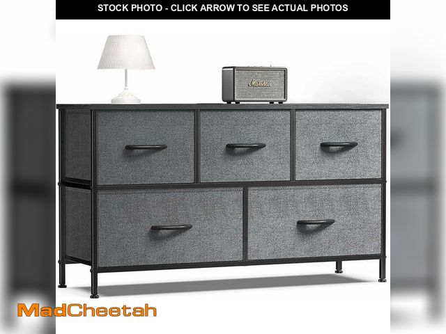 Lot 74-14353004 - edx 5 Drawer Fabric Dresser for Bedroom, Chest of Drawer Organizer Storage Cabinet for Closet, Entry...