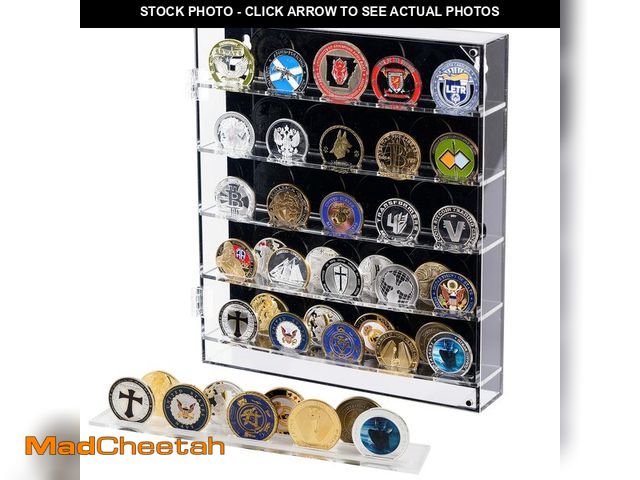 Lot 74-12970784 - Coin Holder, Challenge Coin Display, Acrylic Military Coin Display Case with Removable Shelves and M...