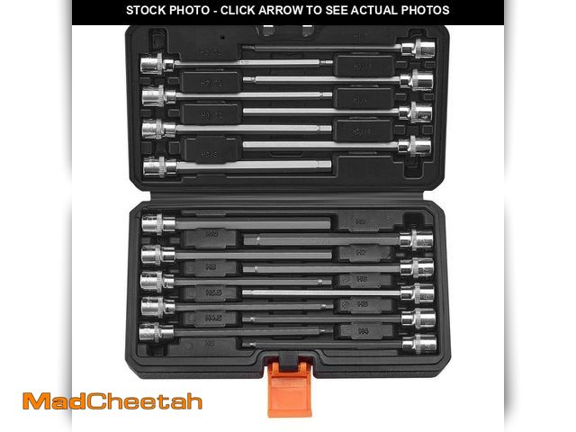 Lot 74-14246474 - VEVOR Extra Long Allen Hex Bit Socket Set, 18-Piece 3/8 in. Drive, S2 Alloy Steel and Cr-V Steel, St...