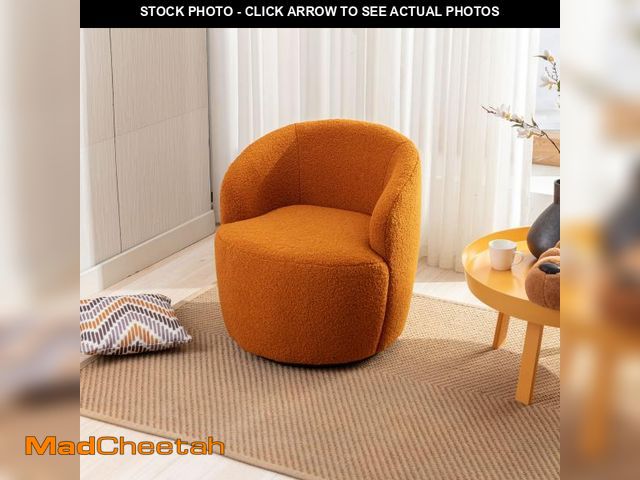 Lot 74-12153297 - HomSof Swviel Barrel Chair for Living Room, Orange Teddy Fabric Leisure Accent Armchair - UNUSED