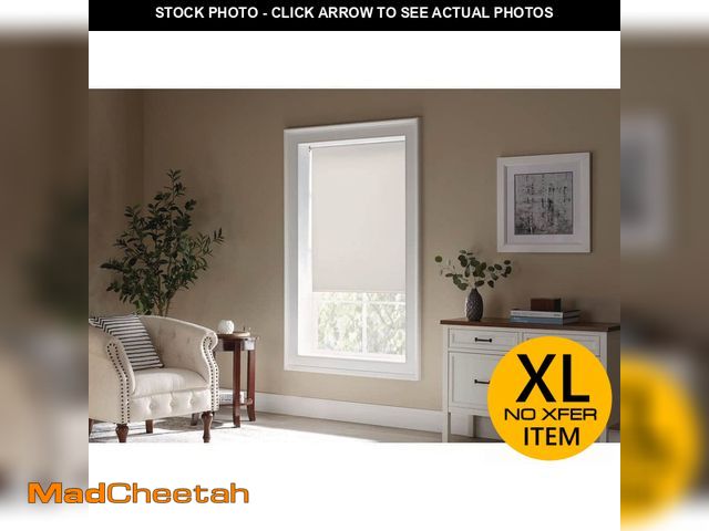Lot 74-14343882 - Cut to Size Cream Cordless Blackout Vinyl Roller Shade 73.25 in. W x 78 in. L - UNUSED