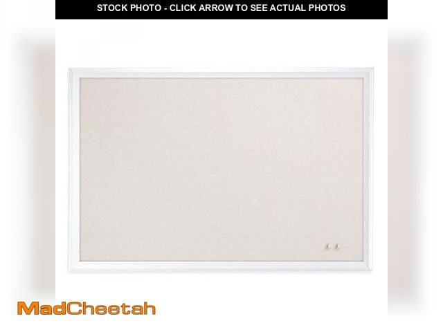 Lot 74-12400200 - U Brands Farmhouse Linen Bulletin Board, 30"x20", White Wood Style Frame, Includes Push Pins - UNUSE...