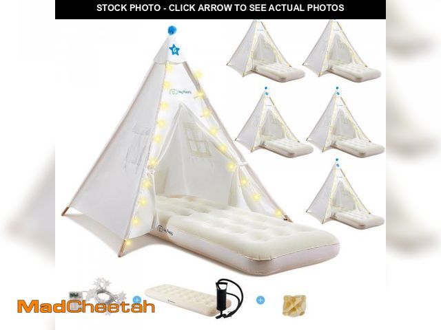Lot 74-12144677 - Heypappy 6 Pack Teepee Tent for Kids with Inflatable Airbed, Light, Toddler Tent Children Room Tents...