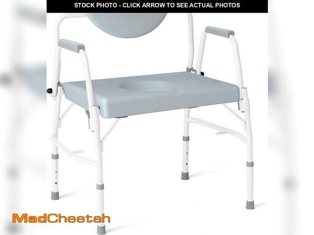 Lot 74-12137107 - Medline Bariatric Drop-Arm Commode - Heavy Duty Steel Toilet Chair for Disabled and Elderly, 1,000 l...
