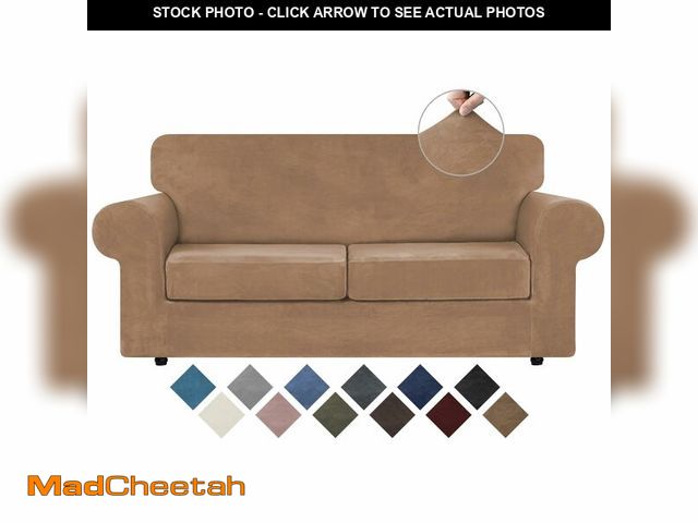 Lot 74-12444237 - WEERRW Velvet Couch Covers for 2 Cushion Couch Sofa - High Stretch Luxury Velvet Plush 3 Pieces Sofa...
