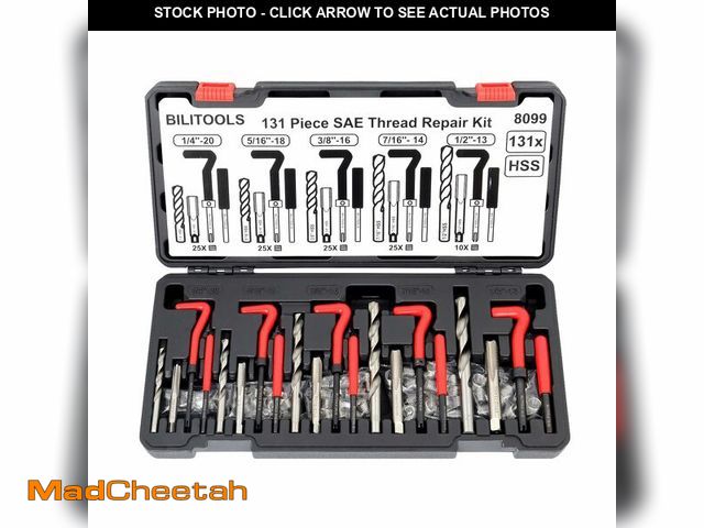 Lot 74-14206751 - BILITOOLS Helicoil Thread Repair Kit SAE, 131-Piece HSS Drill Heli Coil Repair Kits 1/4" 5/16" 3/8" ...