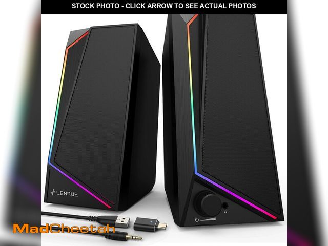 Lot 74-12974476 - LENRUE Computer Speakers, USB/USB-C Powered PC Speakers with Loud Stereo Sound, Headphone-in for Des...