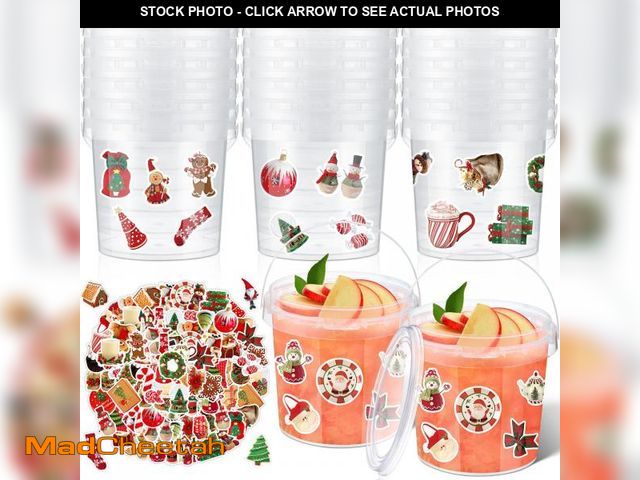 Lot 74-12311505 - PerKoop 20 Pcs 32 oz Ice Cream Buckets with Lids and Handles Clear Cocktail Rum Buckets with Sticker...