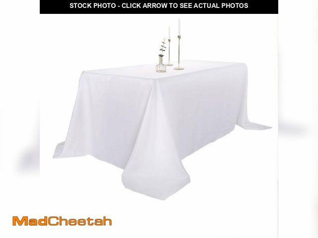 Lot 74-14294624 - Ascoza 2pack 90x156 Inch White Rectangular Tablecloth 8 Feet Table Cloth in Polyester Fabric for Wed...