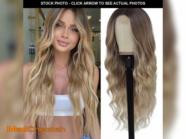Lot 74-14352296 - HMHIFI Blonde Wig for Women,26 Inch Long Wavy Curly Middle Part Hair - UNUSED