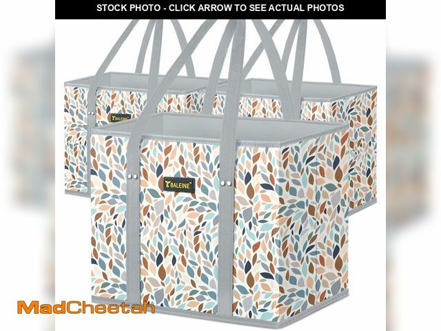 Lot 74-12698519 - BALEINE 3Pk Reusable Grocery Bags, Foldable Shopping Bags for Groceries with Reinforced Bottom &amp;...