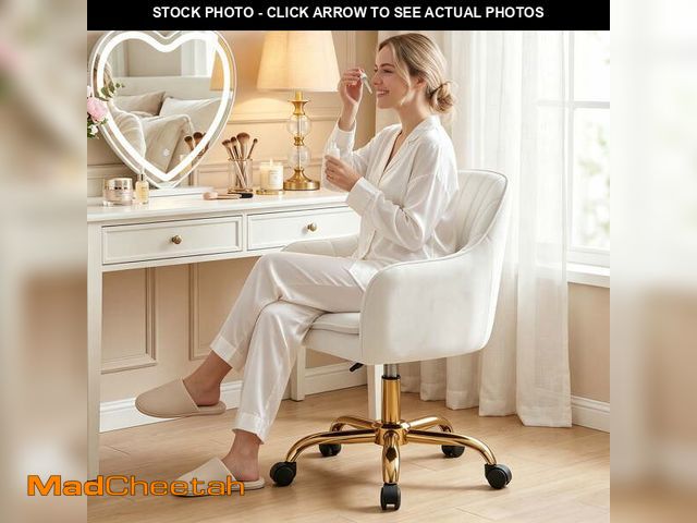 Lot 74-14587172 - COOLHUT Office Desk Chair with Padded, Velvet Vanity Chair with Back and Wheels, Comfy Home Office C...