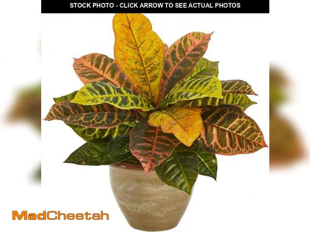 Lot 74-12141042 - Nearly Natural 15in. Garden Croton Artificial Plant in Ceramic Planter (Real Touch) - UNUSED