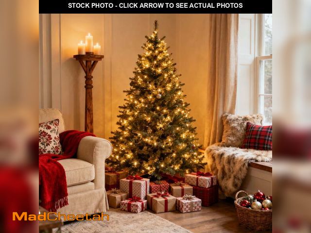 Lot 74-13054644 - DAYBETTER 6ft Christmas Tree Artificial, Pre-lit with 250 LED Warm White Lights, 800 Branch Tips, Fo...