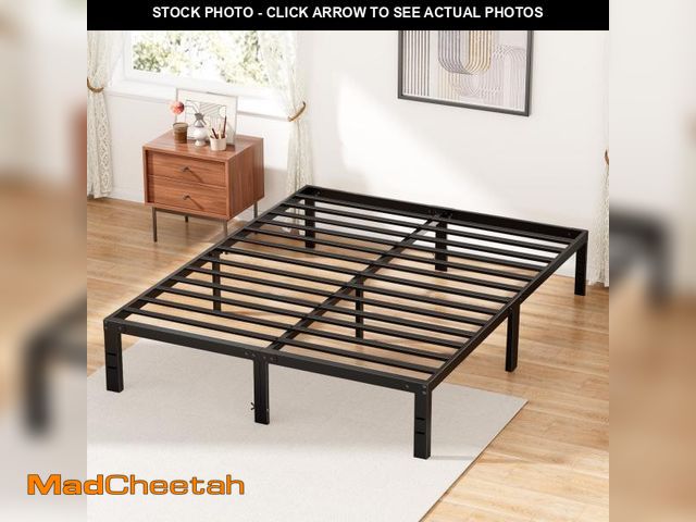 Lot 74-12419955 - ZUNMOS 14 Inches Queen Bed Frame, Heavy Duty Metal Platform with Storage Space Under Frame, No Box S...