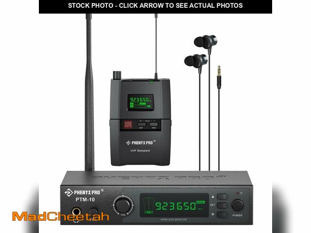 Lot 74-12504317 - Phenyx Pro UHF Stereo Wireless in Ear Monitor System, Wireless IEM, 900MHz Band Selectable Frequency...