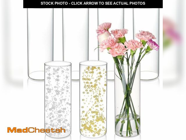 Lot 74-14207949 - DNANAOL 7pcs Glass Cylinder Vases for Centerpieces - 10 Inch Tall Glass Vases for Flowers, Hurricane...