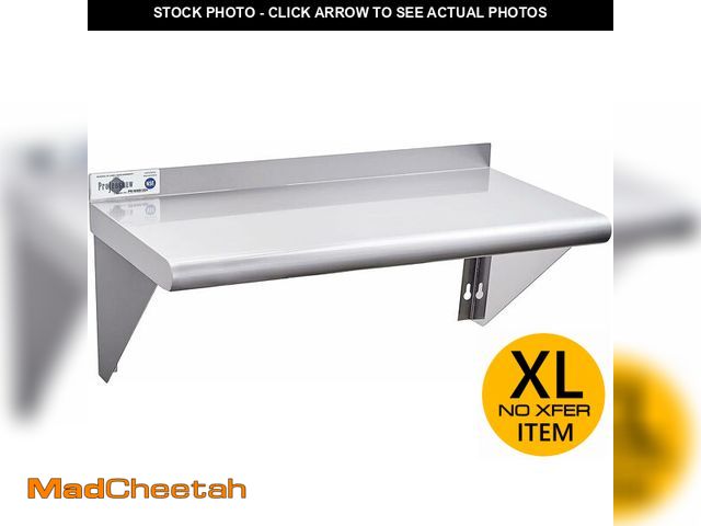 Lot 74-14610504 - (SOME DAMAGE) Profeeshaw NSF Stainless Steel Shelf 18Ã¢â¬Â x 72Ã¢â¬Â, Commercial Wall Shelving -...