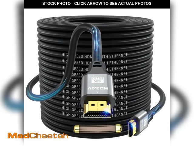 Lot 74-14298485 - Jojobnj 4K HDMI Cable 100 FT, 18Gbps High Speed HDMI 2.0 Cord, Ultra HD, Ethernet Audio Return, Vide...