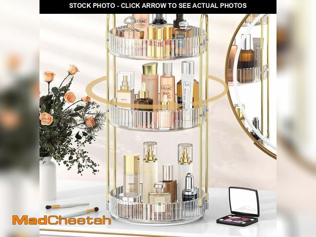 Lot 74-12834294 - Kisportee 360Â° Rotating Makeup Organizer, 3 Tier Large Bathroom Makeup Organizers for Vanity, Clear...