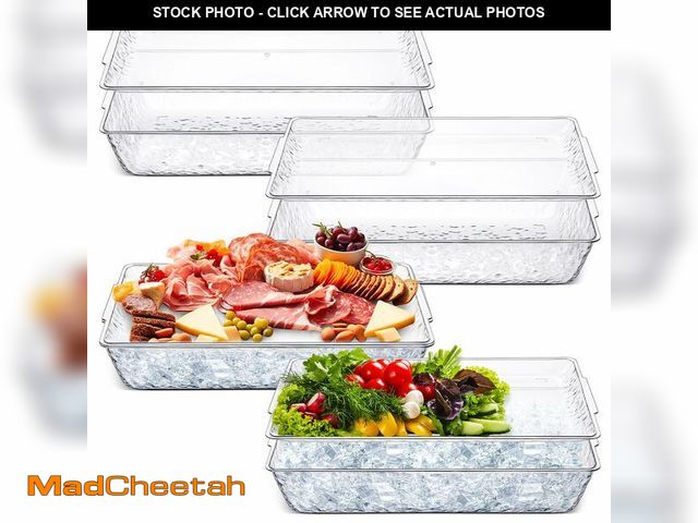 Lot 74-14264826 - Baderke 4 Set 16" x 9" Plastic Chilled Serving Tray for Parties with Compartments Ice Chilled Party ...