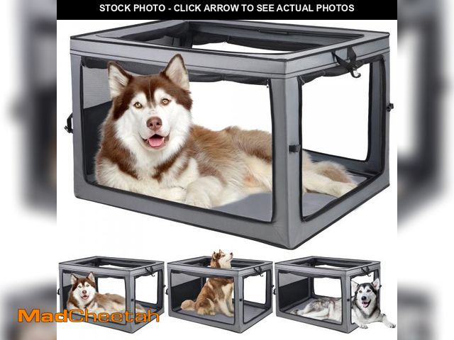 Lot 74-12491375 - Collapsible Dog Crate 42 inch Portable Travel Crate 3 Door Foldable Pet Kennel with Durable Mesh Win...