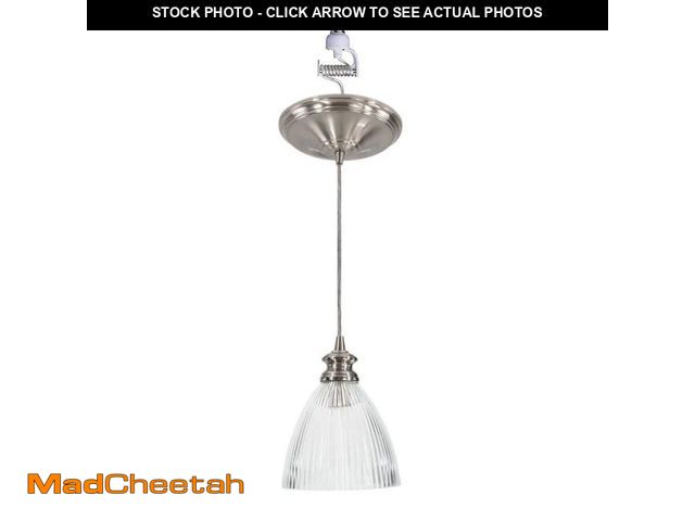 Lot 74-14114337 - Worth Home Products Instant Pendant 1-Light Recessed Light Conversion Kit Brushed Nickel Halophane G...