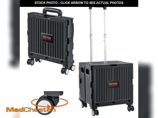 Lot 74-12492683 - VEVOR Foldable Utility Cart 110 lbs. Load Capacity Folding Portable Rolling Crate Hand Cart for Trav...