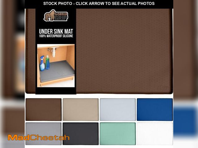 Lot 74-11550610 - GORILLA GRIP Waterproof Silicone Under Sink Mat with Raised Lip for Kitchen and Bathroom, 31 x 22 in...